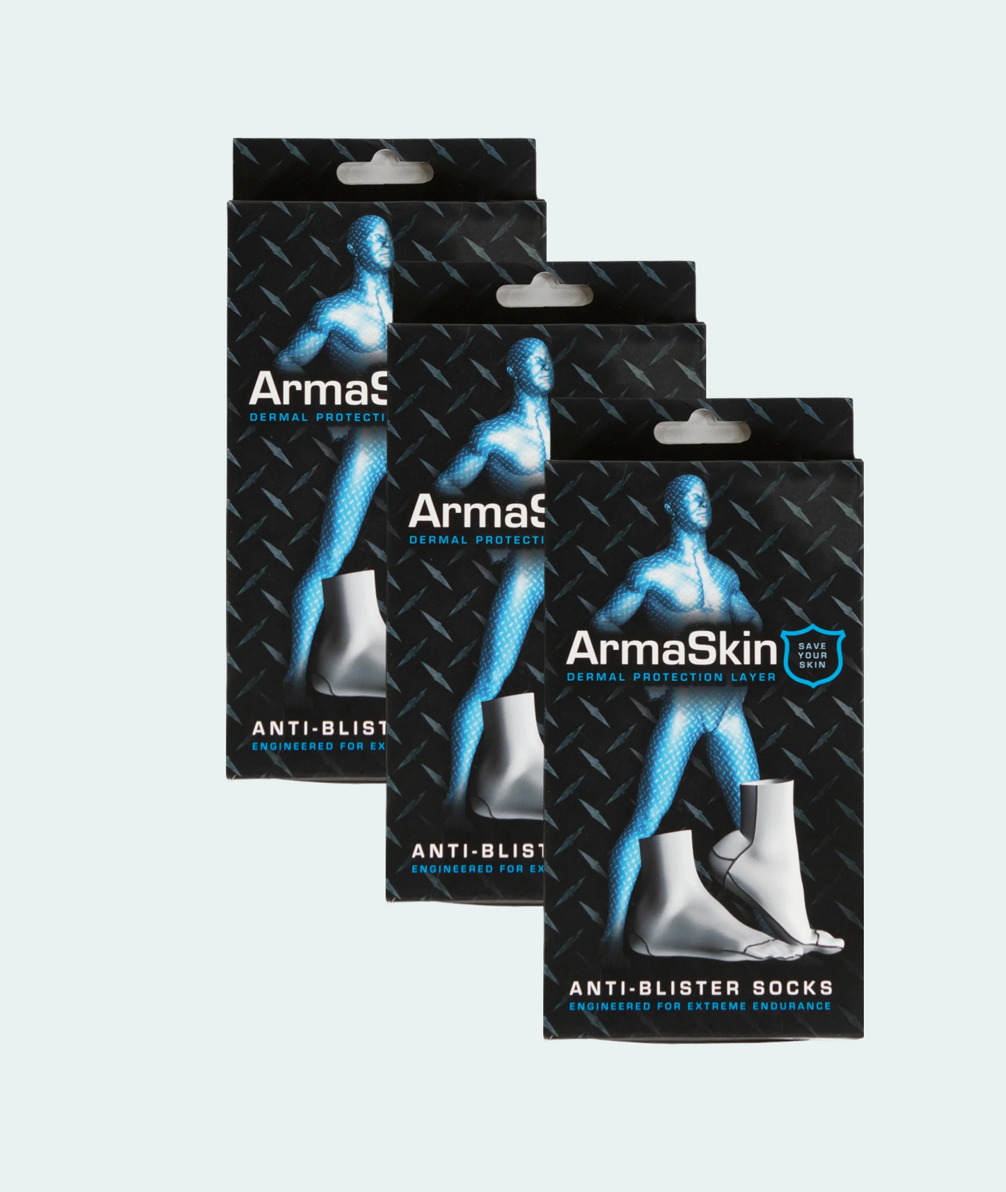 ArmaSkin Anti-Blister Socks 3 Pair Trial Pack (Black)