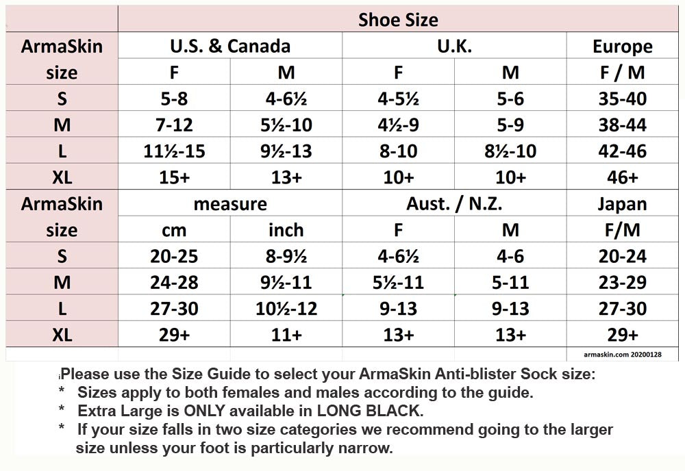 Sizing chart
